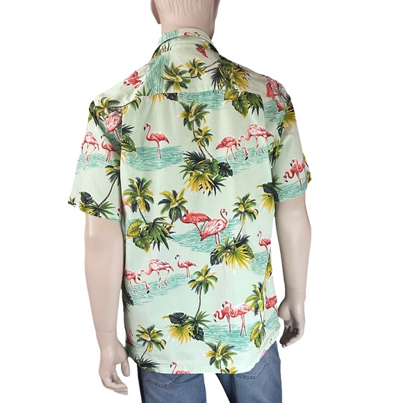 Pacific Legend Hawaiian Shirt Tiki Vintage Flamingoes Palm Trees 100% Cotton - Picture 8 of 12